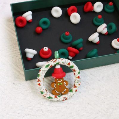 Silicone O Ring Beads an toàn và không độc hại Silicone 3D nón Giáng sinh Beads cho trẻ em trẻ em DIY bút chì đúc