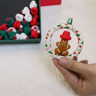 Silicone O Ring Beads an toàn và không độc hại Silicone 3D nón Giáng sinh Beads cho trẻ em trẻ em DIY bút chì đúc