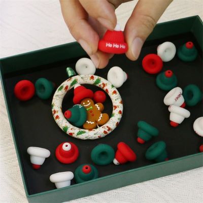 Silicone O Ring Beads an toàn và không độc hại Silicone 3D nón Giáng sinh Beads cho trẻ em trẻ em DIY bút chì đúc