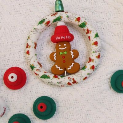 Silicone O Ring Beads an toàn và không độc hại Silicone 3D nón Giáng sinh Beads cho trẻ em trẻ em DIY bút chì đúc