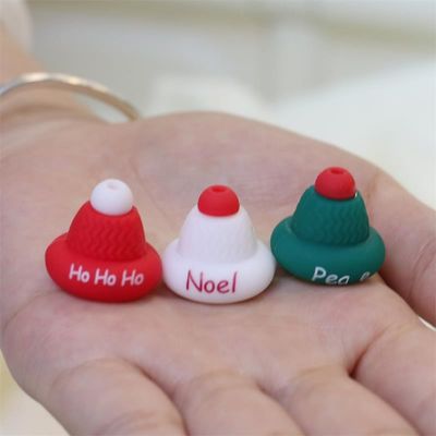 Đồ bán buôn 100% an toàn, không chứa BPA hạt silicone với 3D đầu trang mũ Giáng sinh - Không độc hại