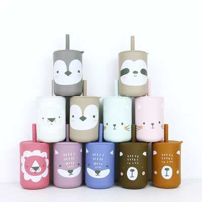 Năng lượng linh hoạt, không chứa BPA, Silicone bền, trẻ em, trẻ em, ly ngâm với ống hút và nắp cho trải nghiệm ăn uống thoải mái