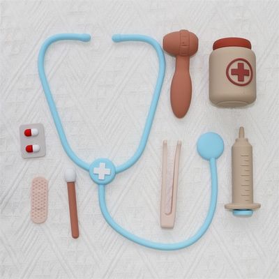 ODM Đồ chơi silicone trẻ em thân thiện với môi trường MOQ 100 BPA miễn phí Trẻ em Bộ dụng cụ bác sĩ silicone