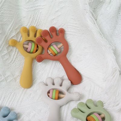 ODM Đồ chơi silicone trẻ em Nhóm tuổi Trẻ em Trẻ em Trẻ em Trẻ em Rattle Dàn tay hình dạng