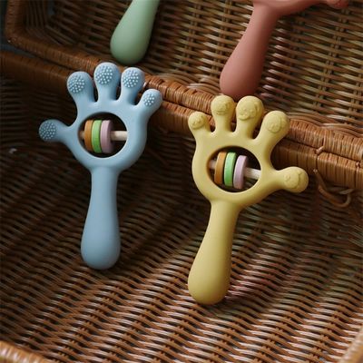 ODM Đồ chơi silicone trẻ em Nhóm tuổi Trẻ em Trẻ em Trẻ em Trẻ em Rattle Dàn tay hình dạng