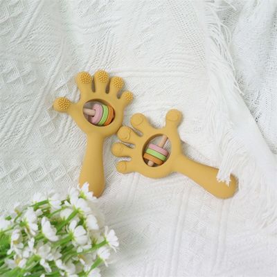 ODM Đồ chơi silicone trẻ em Nhóm tuổi Trẻ em Trẻ em Trẻ em Trẻ em Rattle Dàn tay hình dạng