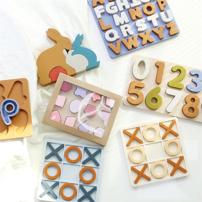 Độ tuổi 1-4 Silicone Jigsaw Puzzle Thúc đẩy phát triển nhận thức Giáo dục Silicone XO Puzzles đồ chơi