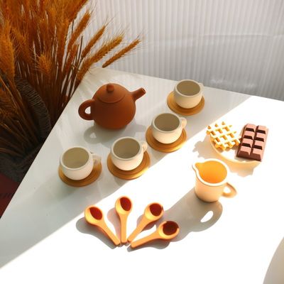 Tiêu chuẩn an toàn CE đồ chơi silicone cho trẻ em với đồ chơi silicone với nồi trà Set 17PCS