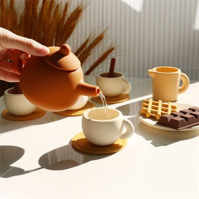 Tiêu chuẩn an toàn CE đồ chơi silicone cho trẻ em với đồ chơi silicone với nồi trà Set 17PCS