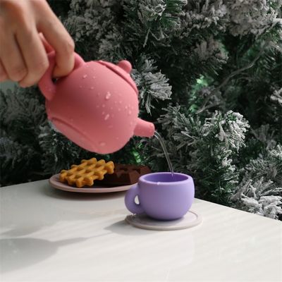Đồ chơi trẻ em mới nhất BPA miễn phí loại thực phẩm 17pcs Set Silicone Cup Spoon Coast Dessert Teapot Toy Kit