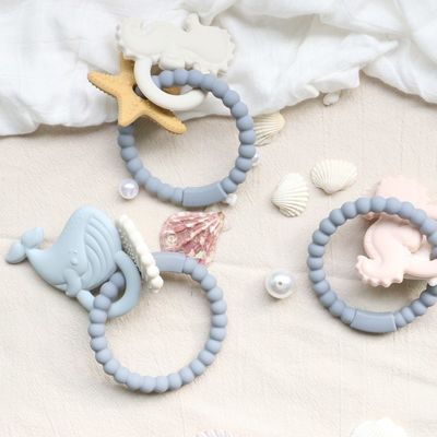 Dòng răng silicone cho trẻ em với thiết kế không độc hại và dễ cầm tay cầm và nhẫn răng silicone không chứa BPA
