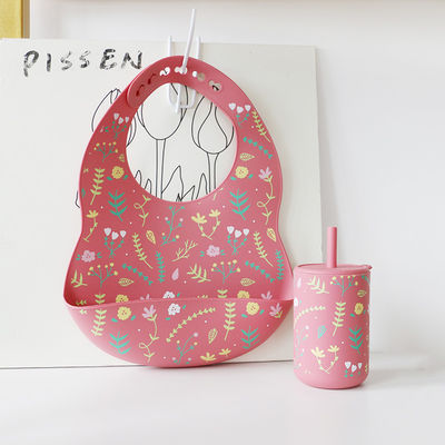 Cốc uống silicone với rơm cho việc đào tạo em bé miễn phí BPA cấp thực phẩm silicone in Sippy Cup