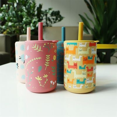 Nhiệt độ kháng silicone Baby Cup Logo in tùy chỉnh trẻ em uống silicone cup