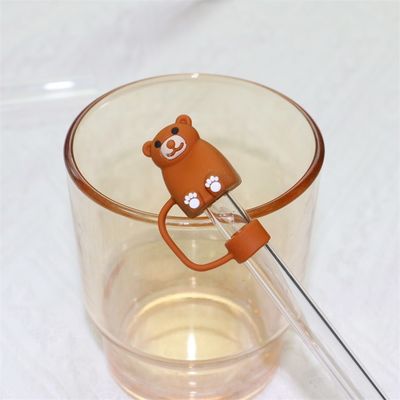 Custom silicone 10mm Straw Cover với 3D Animals Design silicone Straw Toppers Mũi cho Cupsfor