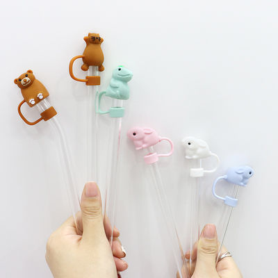 Custom silicone 10mm Straw Cover với 3D Animals Design silicone Straw Toppers Mũi cho Cupsfor