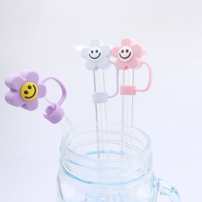 Thiết kế hoa 3D nắp ống hút silicone 100% Bpa miễn phí không độc hại Safe Silicone Toppers cho ống hút cốc