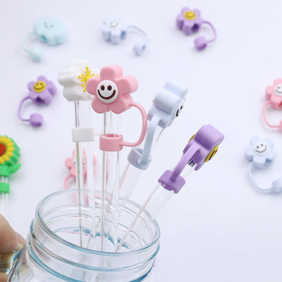 Thiết kế hoa 3D nắp ống hút silicone 100% Bpa miễn phí không độc hại Safe Silicone Toppers cho ống hút cốc
