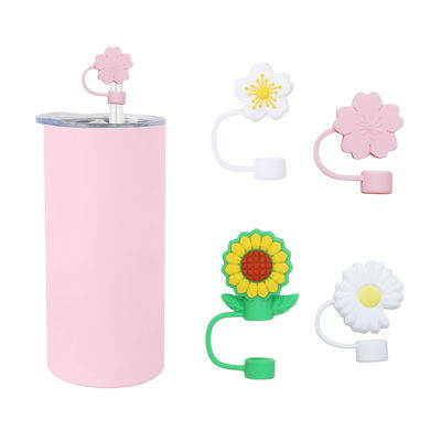Thiết kế hoa 3D nắp ống hút silicone 100% Bpa miễn phí không độc hại Safe Silicone Toppers cho ống hút cốc