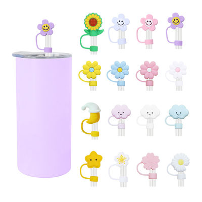 Thiết kế hoa 3D nắp ống hút silicone 100% Bpa miễn phí không độc hại Safe Silicone Toppers cho ống hút cốc