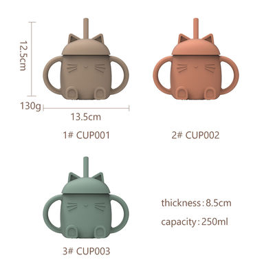 in tùy chỉnh uống silicone Sippy Cup với rơm