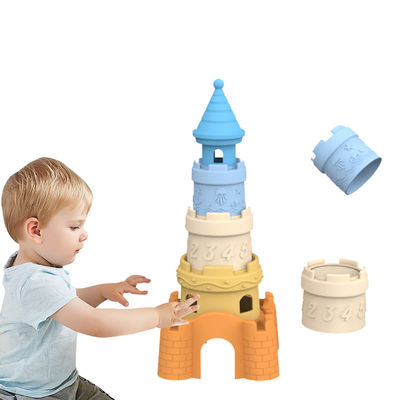 BSCI nhà máy tùy chỉnh đồ chơi xếp chồng silicone trẻ em giáo dục trẻ em xây dựng tháp xếp chồng đồ chơi silicone