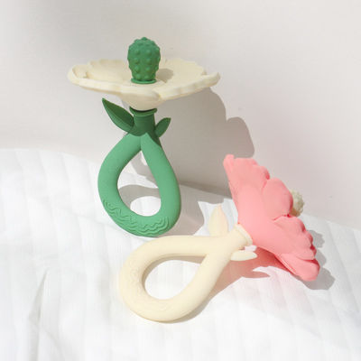 PAISEN tùy chỉnh 6 tháng hoa hình dạng cây răng 100% cao su tự nhiên răng silicone răng nhai rúng động đồ chơi trẻ em mềm