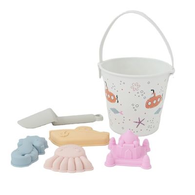 BSCI Nhà máy bán buôn tùy chỉnh EN71 thử nghiệm truyền nhiệt in sáng màu trắng silicone Baby đồ chơi bộ đồ chơi bãi biển cát thiết lập cho trẻ em