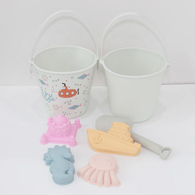 BSCI Nhà máy bán buôn tùy chỉnh EN71 thử nghiệm truyền nhiệt in sáng màu trắng silicone Baby đồ chơi bộ đồ chơi bãi biển cát thiết lập cho trẻ em
