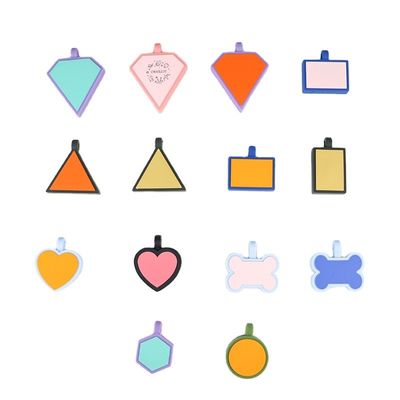 BPA miễn phí silicone âm thầm thẻ chó màu sắc silicone thẻ cổ chó bán lẻ độc đáo thẻ nhận dạng chó silicone phụ kiện