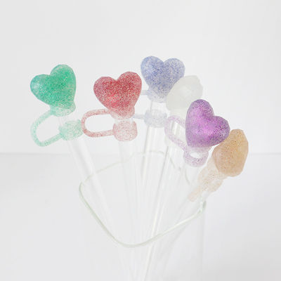 NEW Arrival trái tim kim cương sáng thiết kế Cover Straw Topper 3D 10mm Straw Toppers Mũ cho tumblers cốc ly