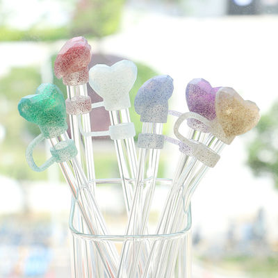 NEW Arrival trái tim kim cương sáng thiết kế Cover Straw Topper 3D 10mm Straw Toppers Mũ cho tumblers cốc ly
