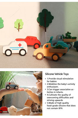 Nhà máy bán buôn silicone trẻ em trẻ em xe hơi đồ chơi trẻ em Montessori đồ chơi xe hơi cho trẻ mới biết đi sinh học răng