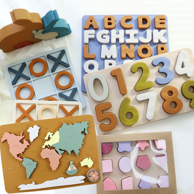 Thiết kế mới 3D Silicone Puzzle Jigsaw Đồ chơi cho trẻ sơ sinh Montessori Puzzle Cognitive Matching Board Games Đồ chơi giáo dục sớm