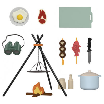 Logo tùy chỉnh 19 PC Silicone giả vờ BBQ Grill Chơi bếp nấu ăn đồ chơi Mini Chef Barbecue Role Playing Set Kids Bếp đồ chơi quà tặng
