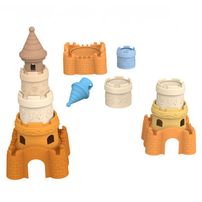 Nhà sản xuất silicone thiết kế khuôn riêng tùy chỉnh và bán buôn có sẵn thiết kế silicone lâu đài tháp chặn đồ chơi