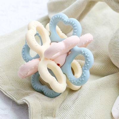 PAISEN BSCI Rattle Baby Teether Ball Toy BPA Free Silicone Soft Ball Dễ cầm Teether cho trẻ sơ sinh 6 tháng tuổi+