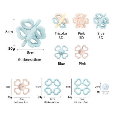 PAISEN BSCI Rattle Baby Teether Ball Toy BPA Free Silicone Soft Ball Dễ cầm Teether cho trẻ sơ sinh 6 tháng tuổi+