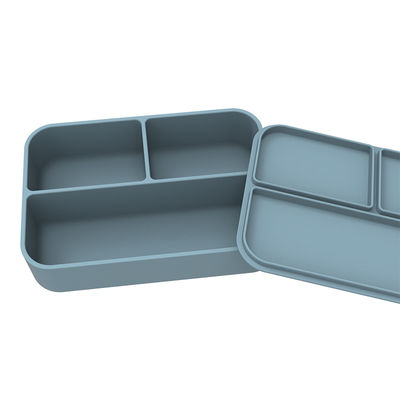 Tùy chỉnh Logo Dây chứa thực phẩm hình chữ nhật silicone mang theo chất lượng thực phẩm hộp Bento với nắp 3 lưới