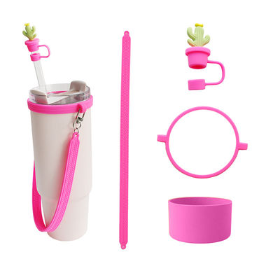 30oz 40oz Tumbler với tay cầm chống trầy xước tay áo ly silicone và chống trượt chai nước tay cầm dây đai