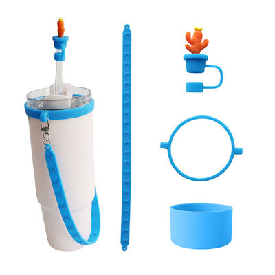 30oz 40oz Tumbler với tay cầm chống trầy xước tay áo ly silicone và chống trượt chai nước tay cầm dây đai